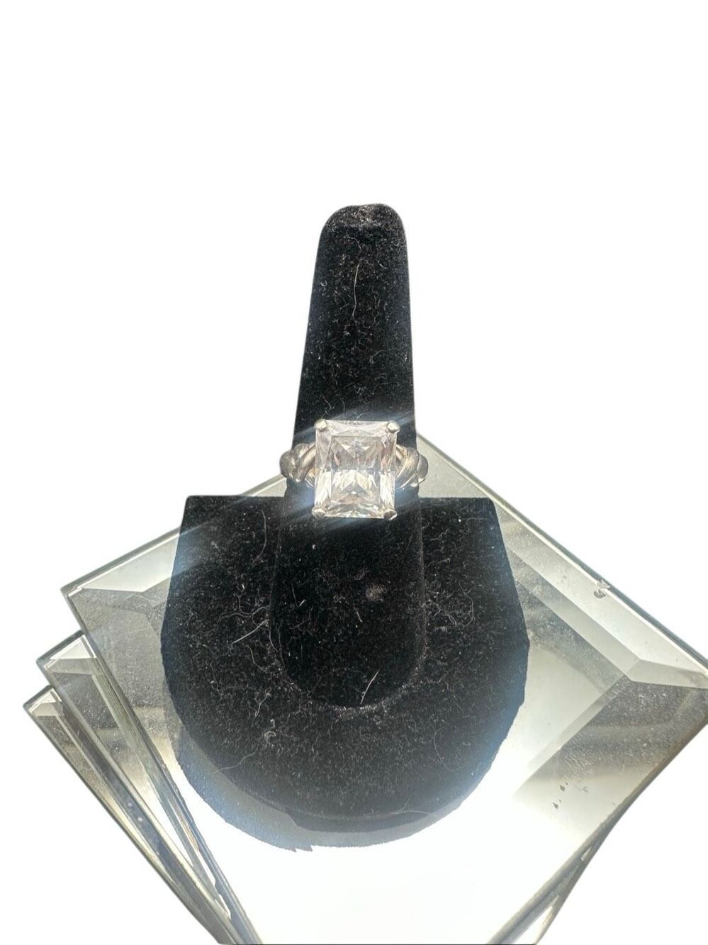 HSN .925 Sterling Silver Large Radiant Cut CZ Solitaire Statement Ring